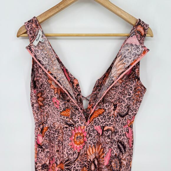 Madewell Lace-Up Ruffle-Hem Midi Dress in Bali Blooms Style AO273 Size 2 - Picture 7 of 8